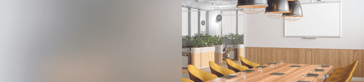 Nekoosa's Dusted Crystal printable window film on a meeting room window