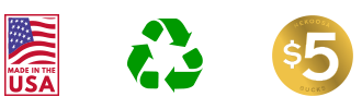 Made in the USA, 100% Recyclable and Nekoosa Bucks